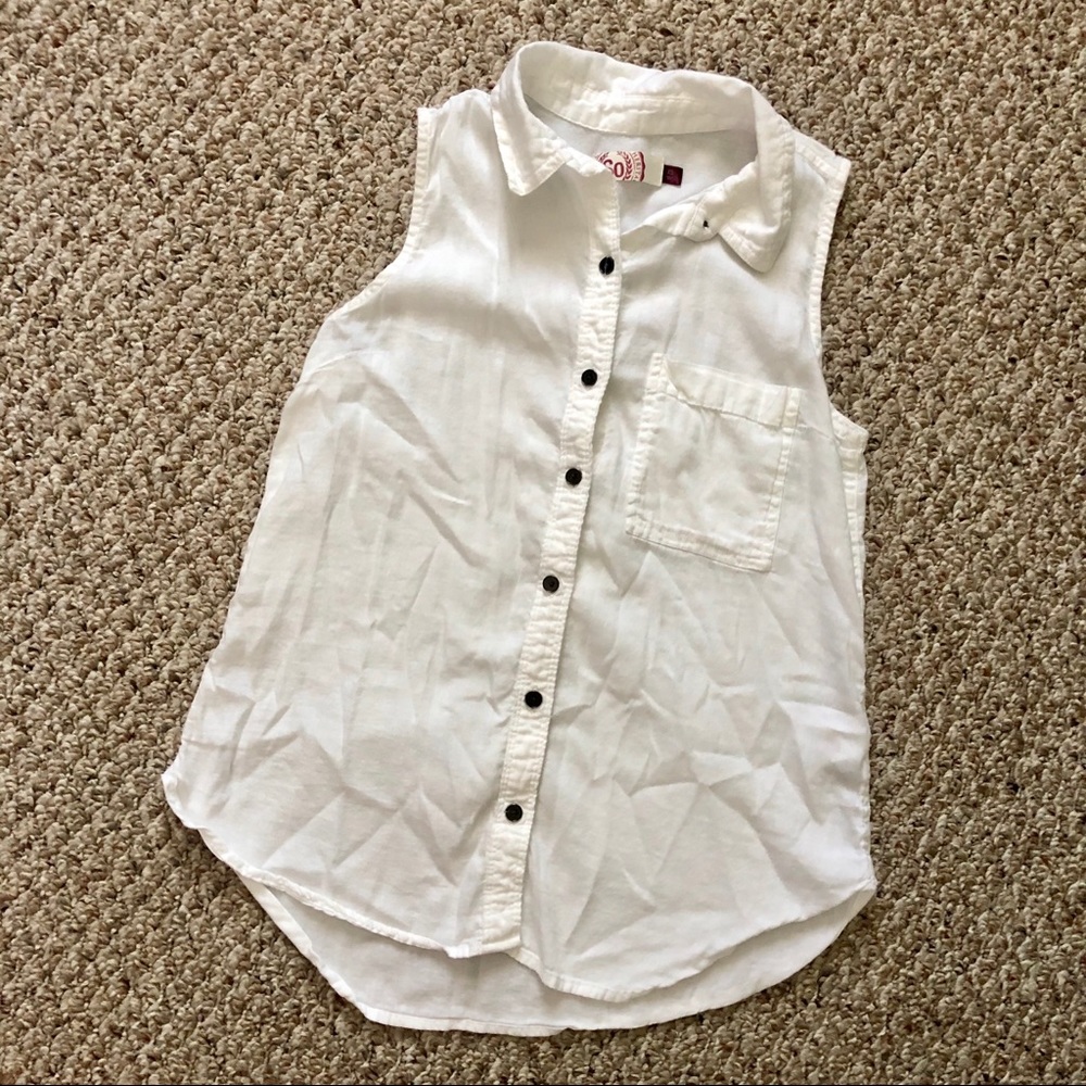 White Button-Up Tank Top